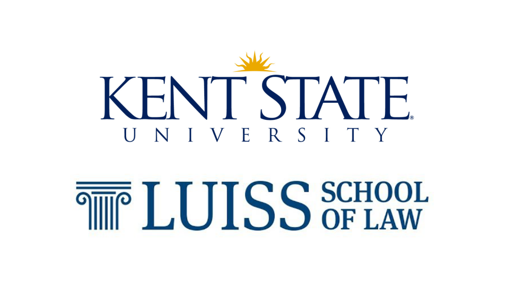 Logo das principais parcerias do Direito Global PUCPR: Kent State University (em cima) e Luiss Università Guido Carli (em baixo).