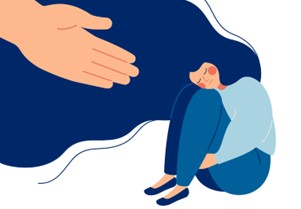 ilustração de uma mão estendida para ajudar quem está com ansiedade